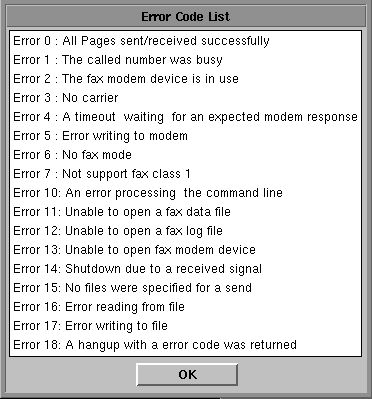 Error Code list